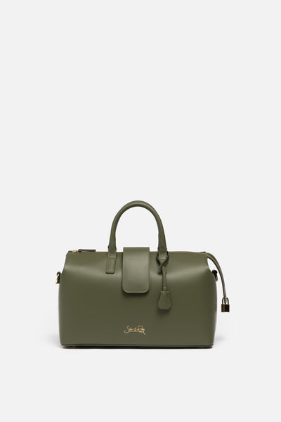 Silver Riley Convertible Executive Leather Bag Classic Size in Olive Green | Silver ...