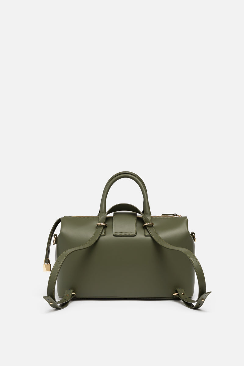 Convertible Executive Leather Bag Classic Size in Olive Green | Silver ...