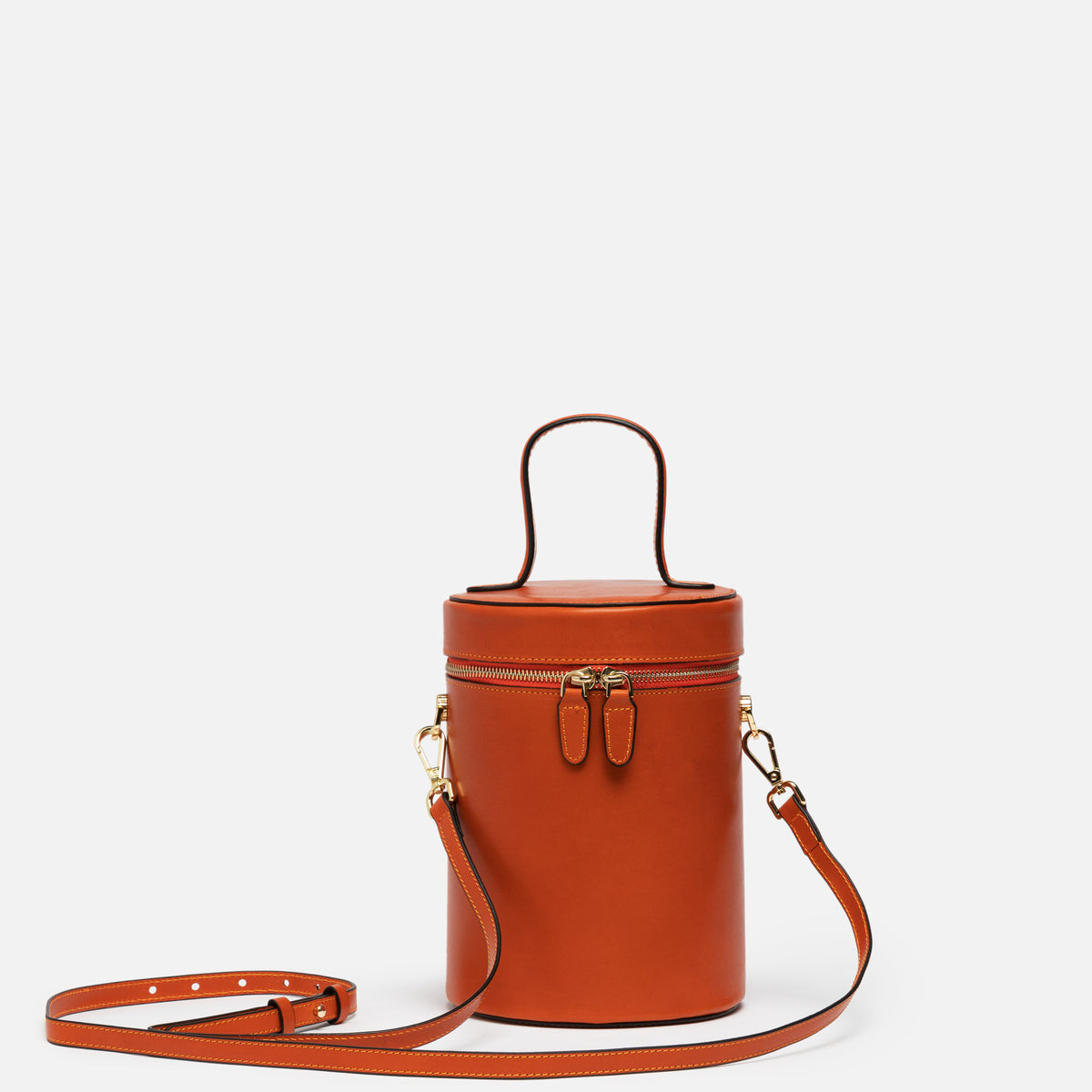 NOLA Bucket Leather Bag in Mandarin Orange