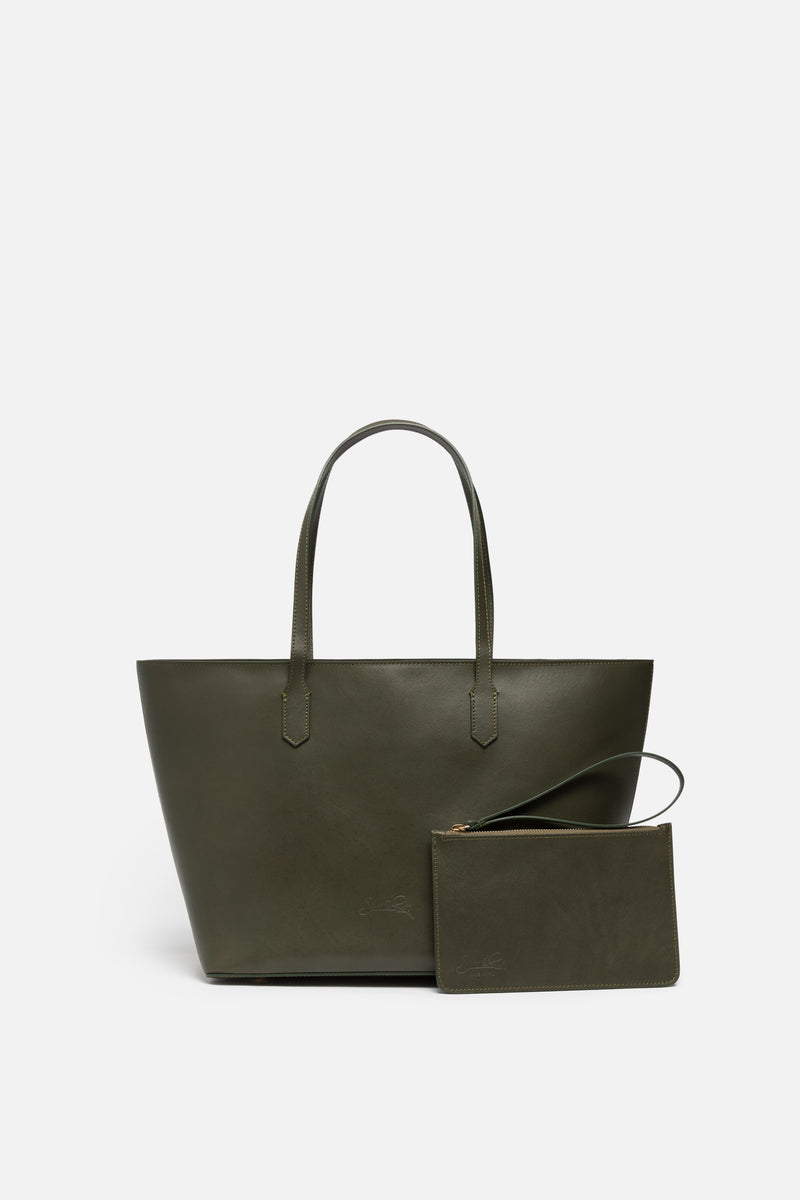 Manila All Purpose Carryall Leather Tote Bag in Toasted Olive Green