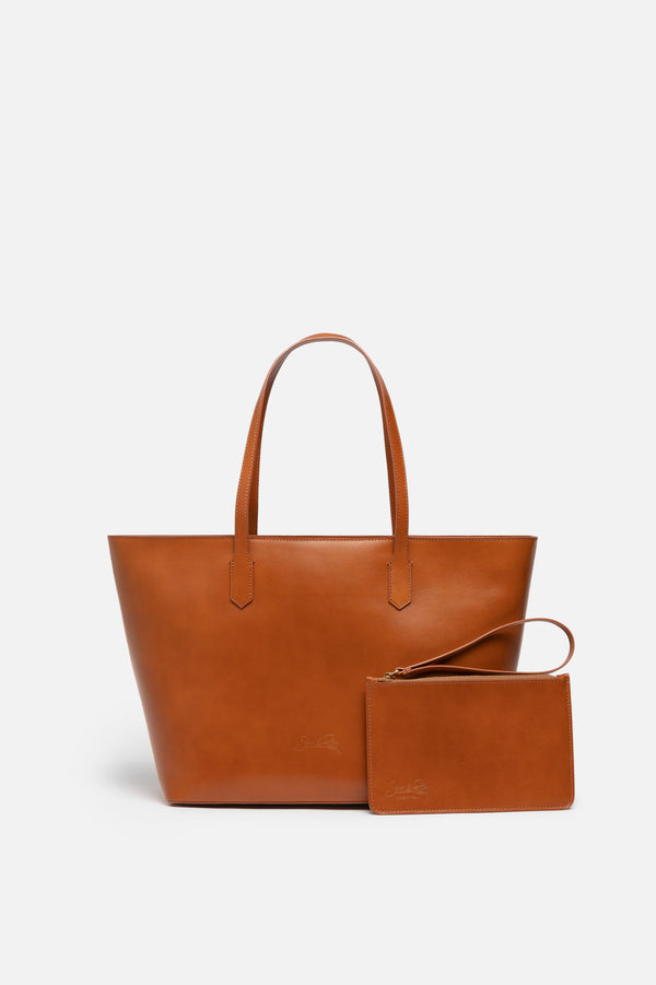 Manila All Purpose Carryall Leather Tote Bag in Camel Brown