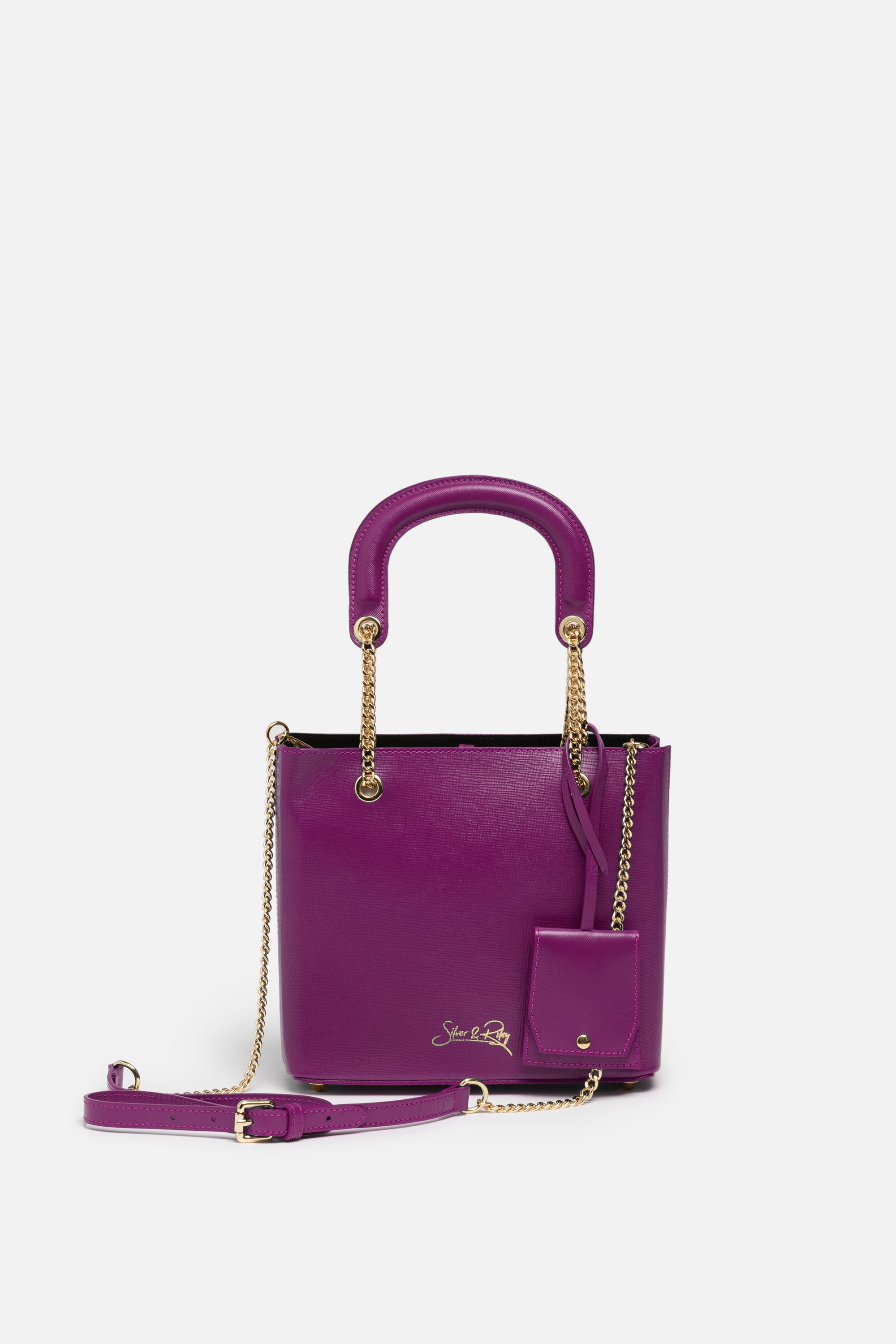 Durban Convertible Crossbody and Clutch Saffiano Leather Bag in Grape  Purple