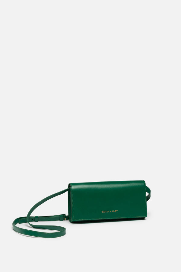 Durban Convertible Crossbody and Clutch Leather Bag in Emerald Green