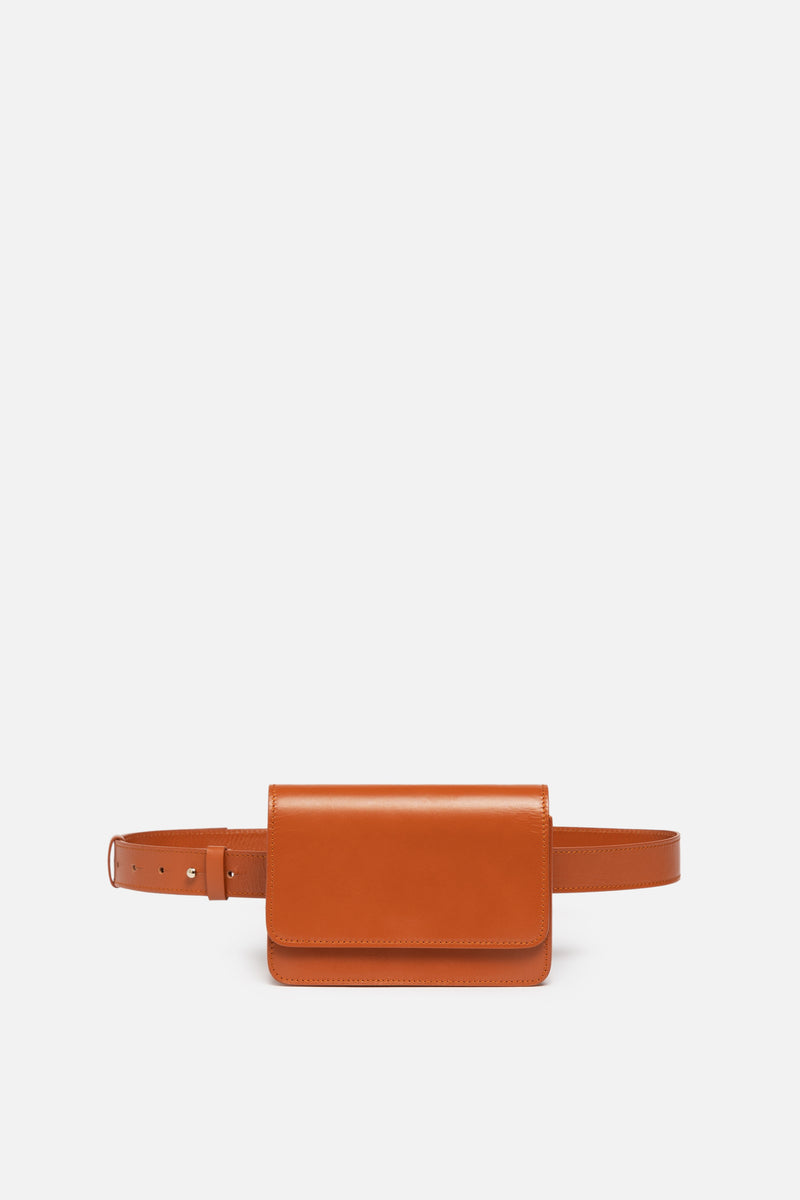 Parisian Leather Belt Bag in Rich Camel Brown