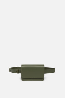 Parisian Leather Belt Bag in Olive Green
