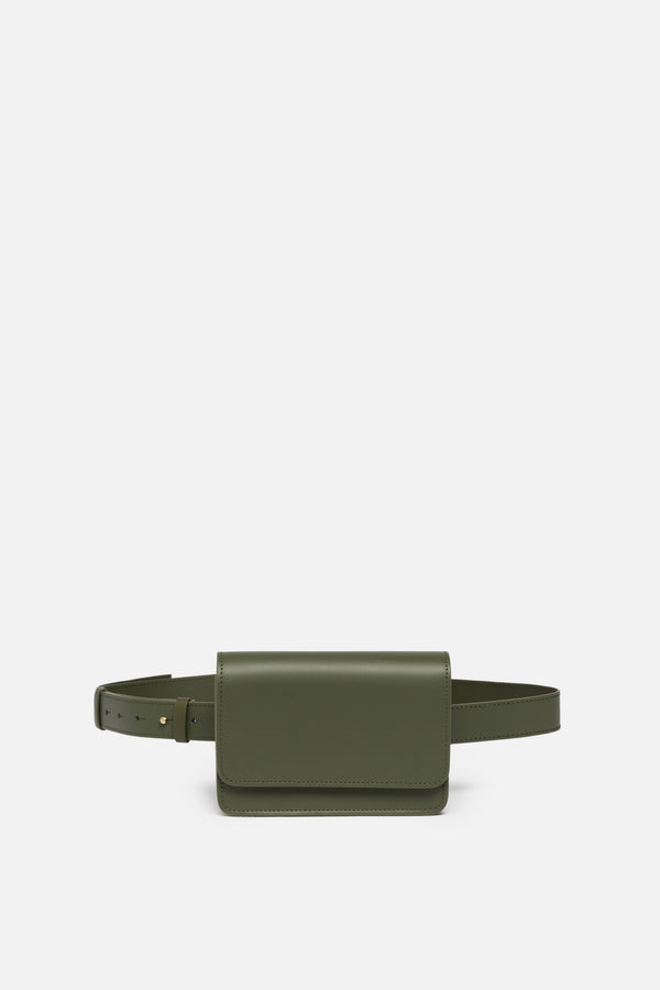 Parisian Leather Belt Bag in Olive Green