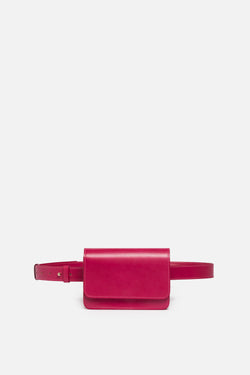 Parisian Leather Belt Bag in Fuchsia Pink