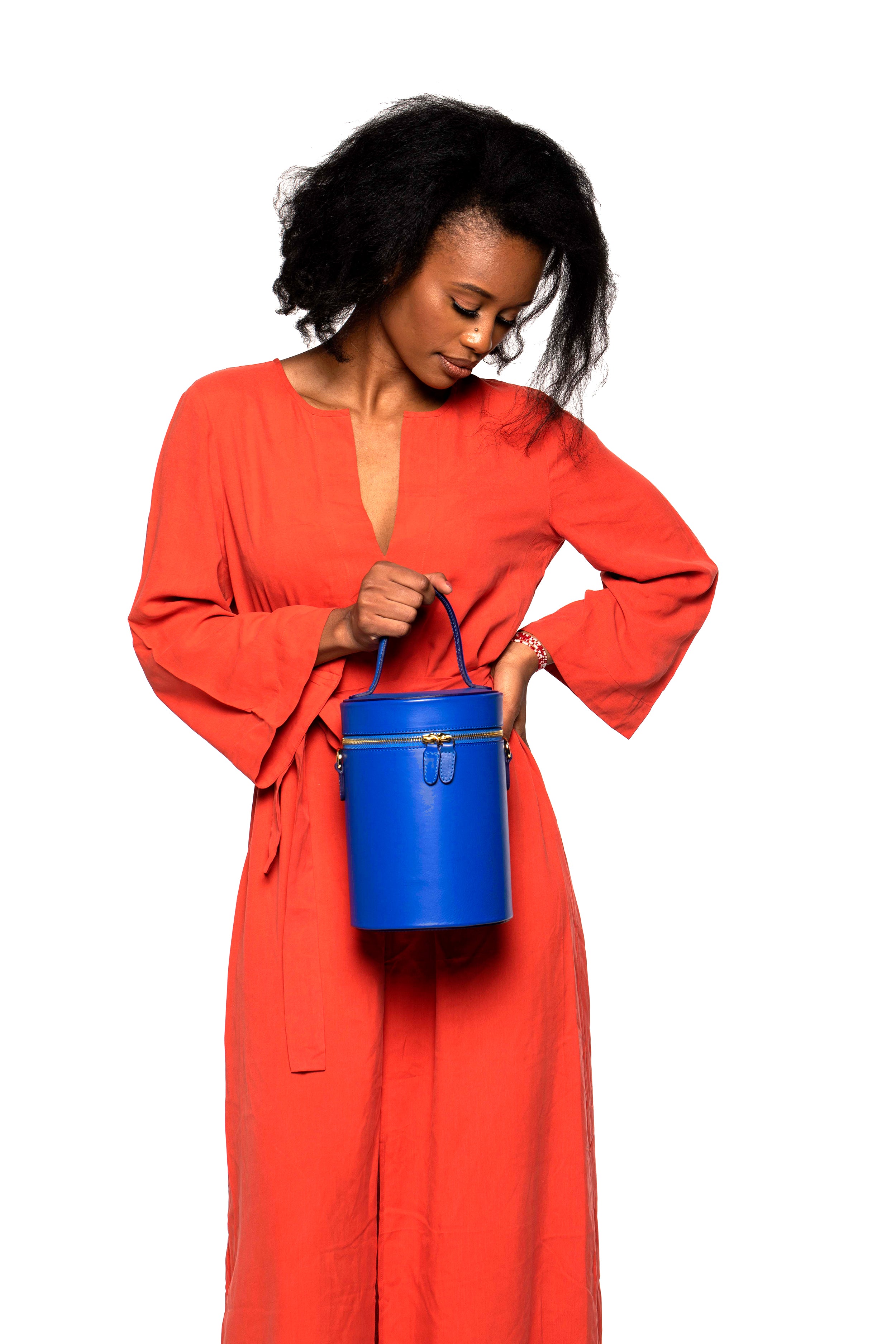 NOLA Bucket Leather Bag in Regal Royal Blue