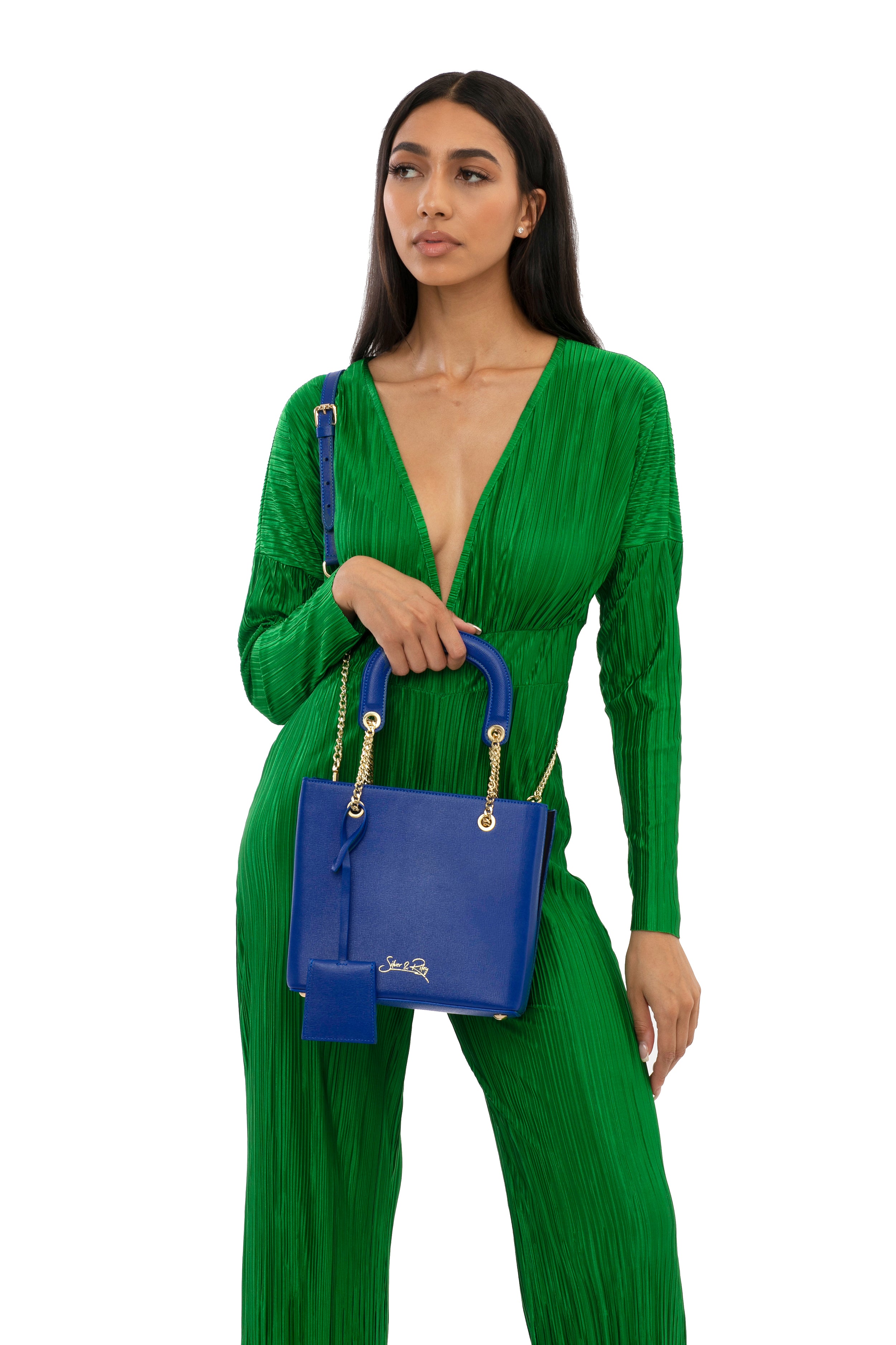 Dubai Crossbody and Lady Leather Bag in Blue Passion