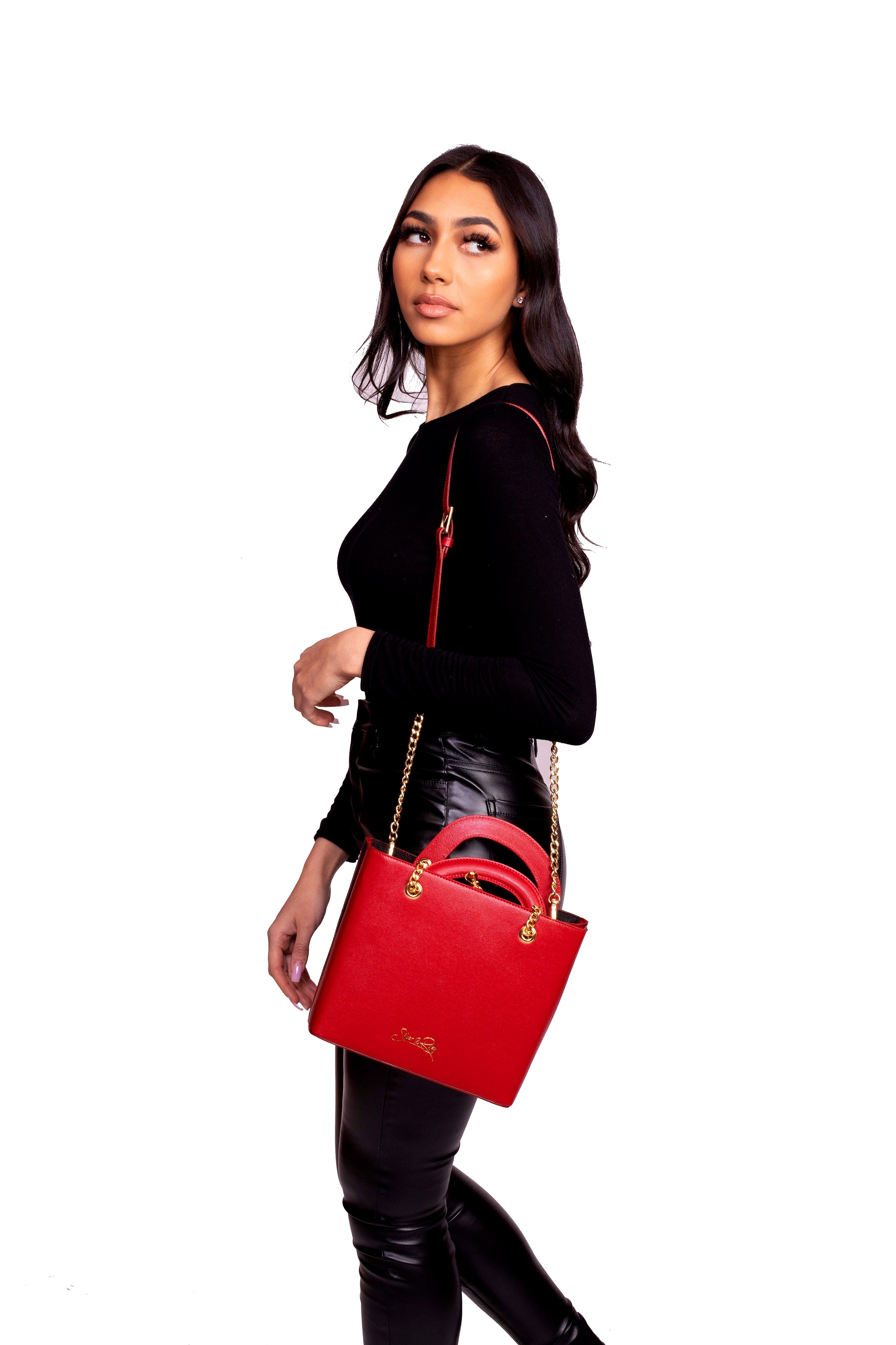 Dubai Crossbody and Lady Leather Bag in Red Passion