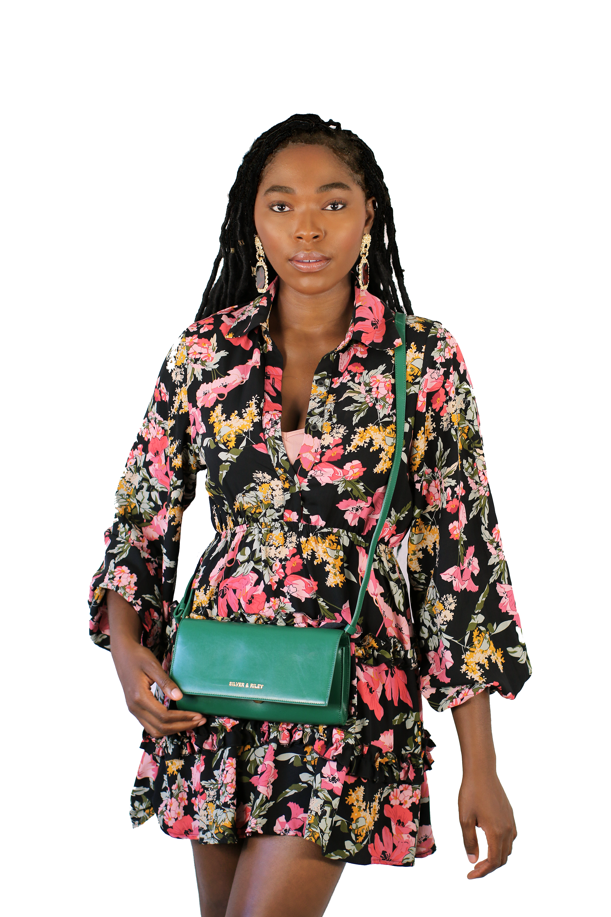 Durban Convertible Crossbody and Clutch Leather Bag in Emerald Green