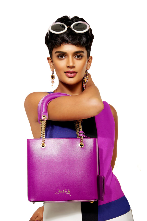 Dubai Crossbody and Lady Leather Bag in Vibrant Grape Purple