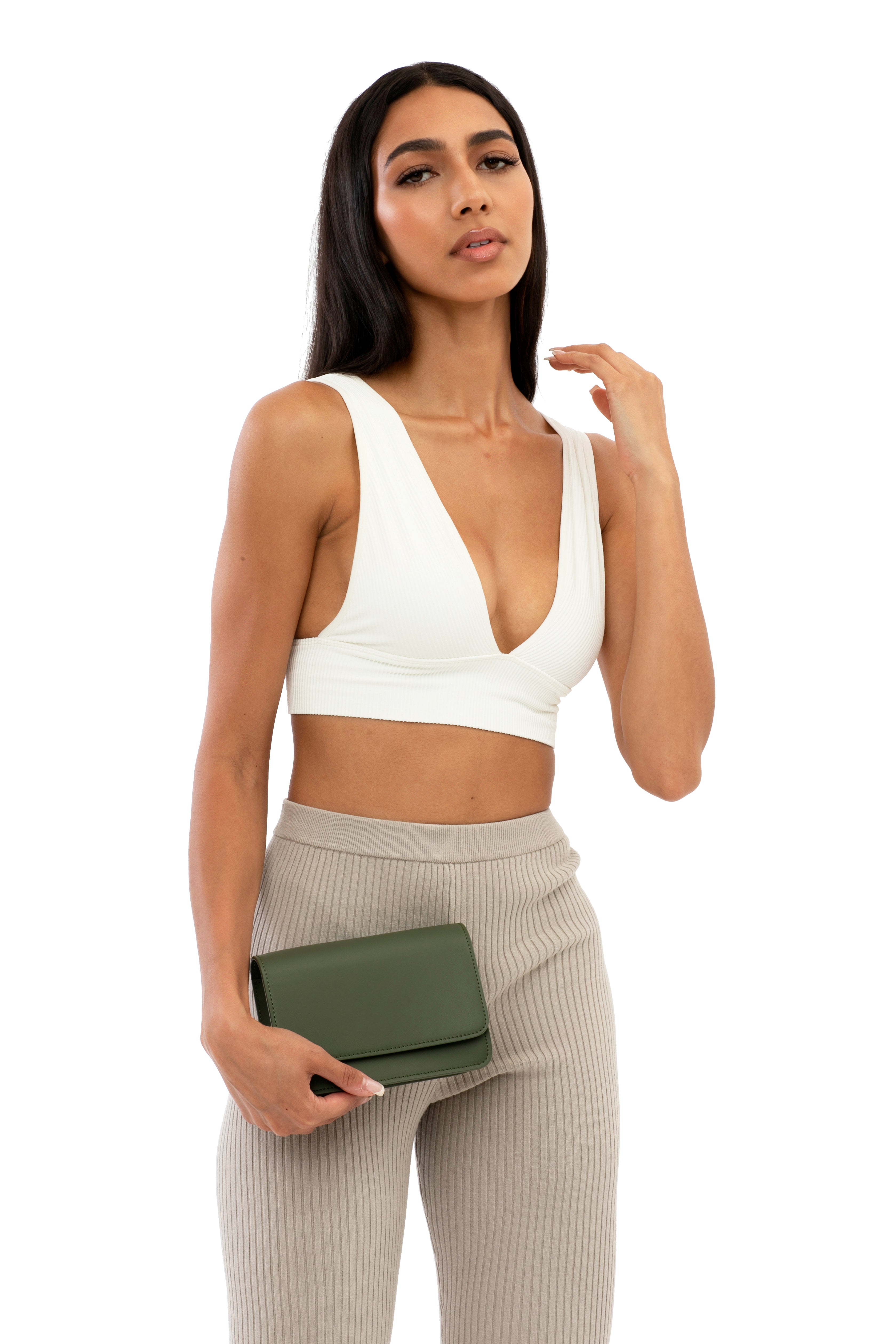 Parisian Leather Belt Bag in Olive Green