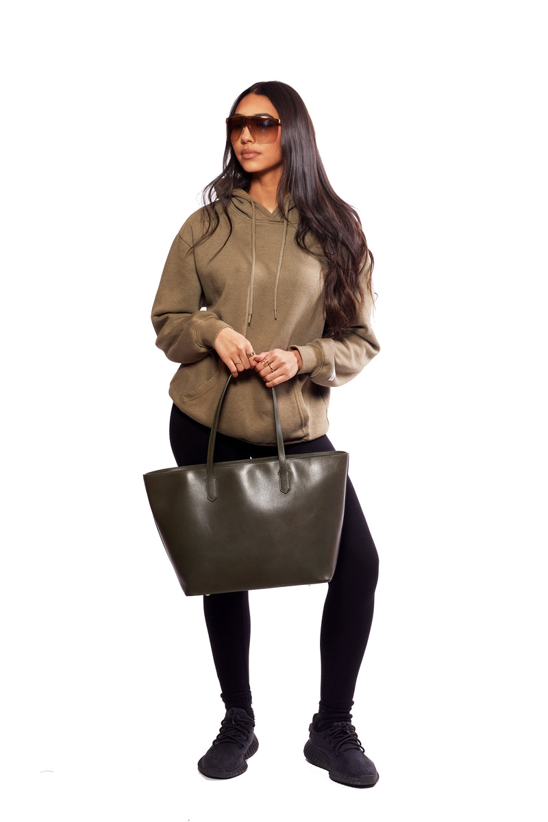 Manila All Purpose Carryall Leather Tote Bag in Toasted Olive Green