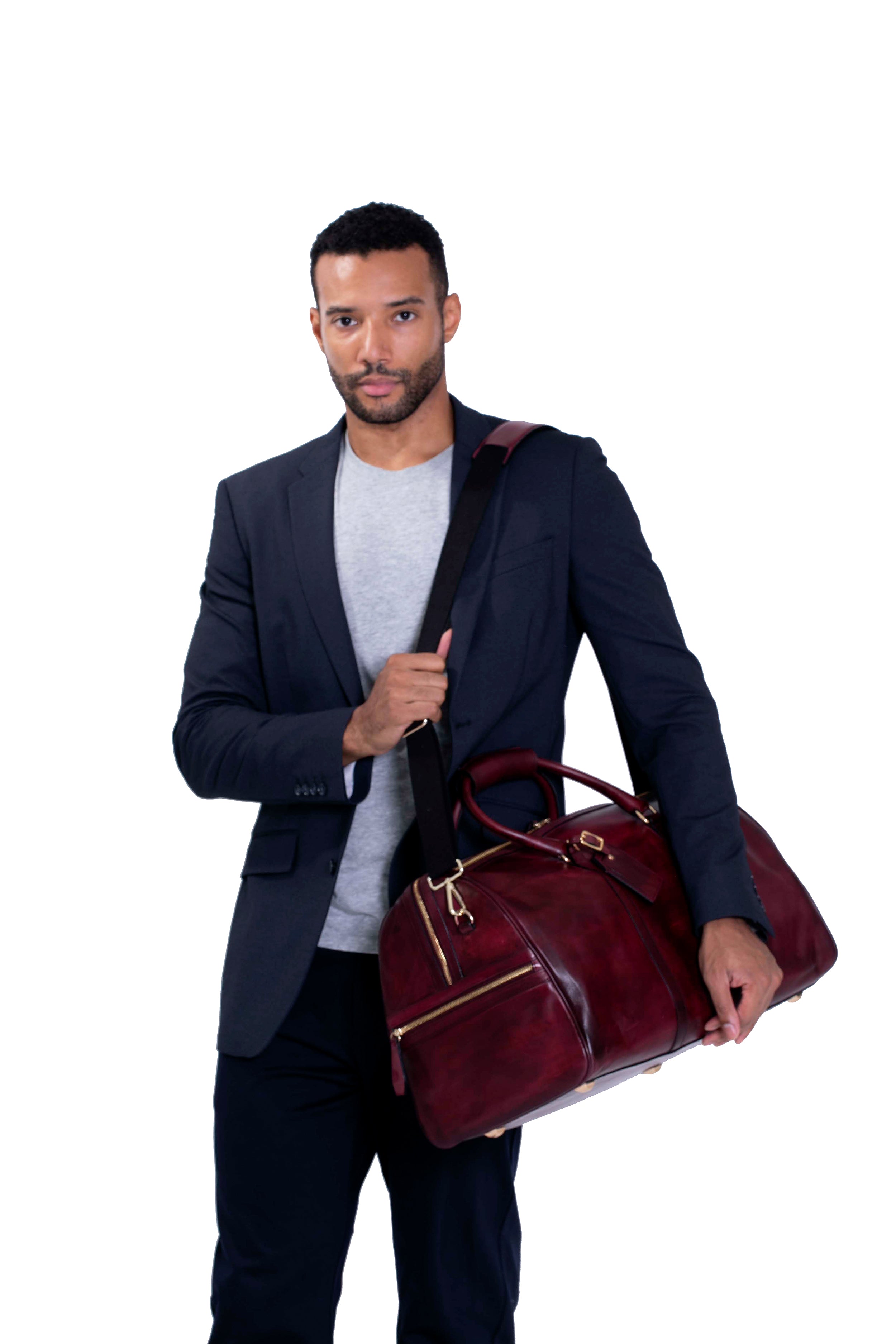 Beverly Hills Carryall Duffle Leather Bag in Oxblood Burgundy - WAITLIST