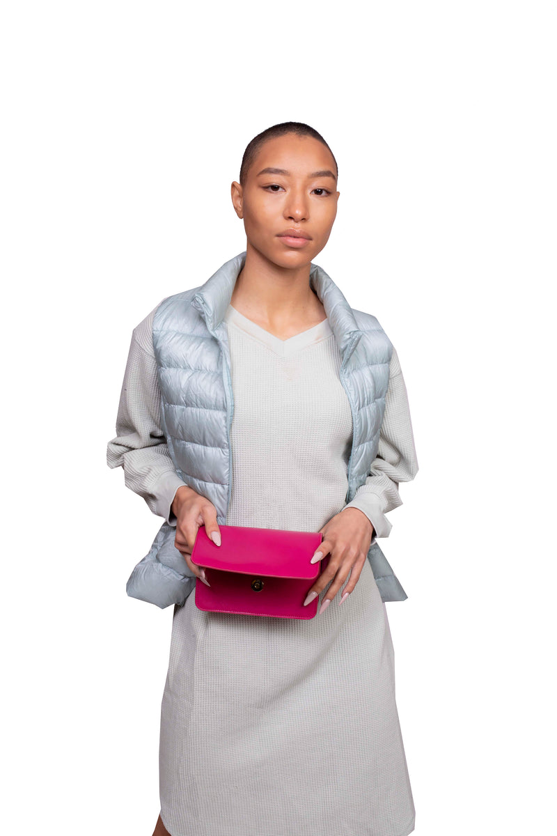 Parisian Leather Belt Bag in Fuchsia Pink